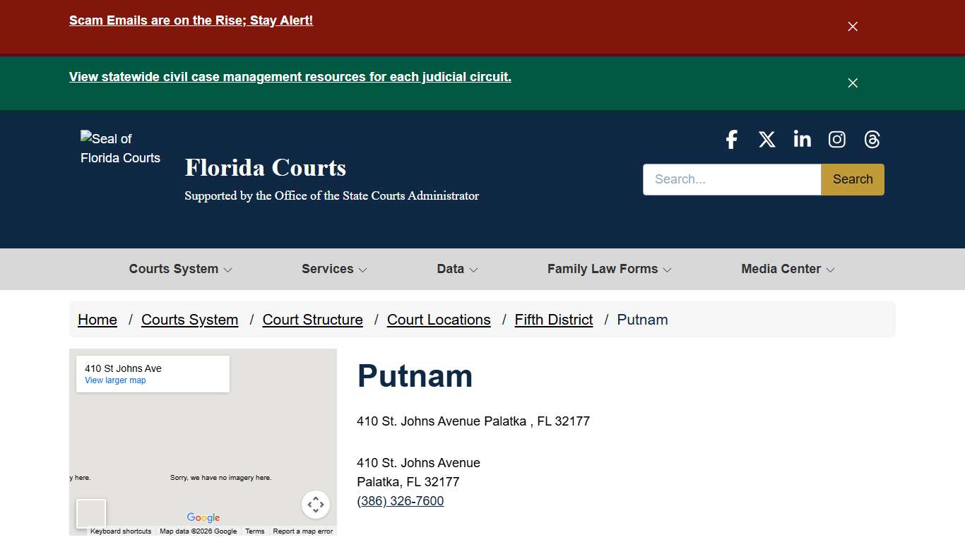 Putnam / Fifth District / Court Locations / Court Structure / Courts System - - Florida Courts