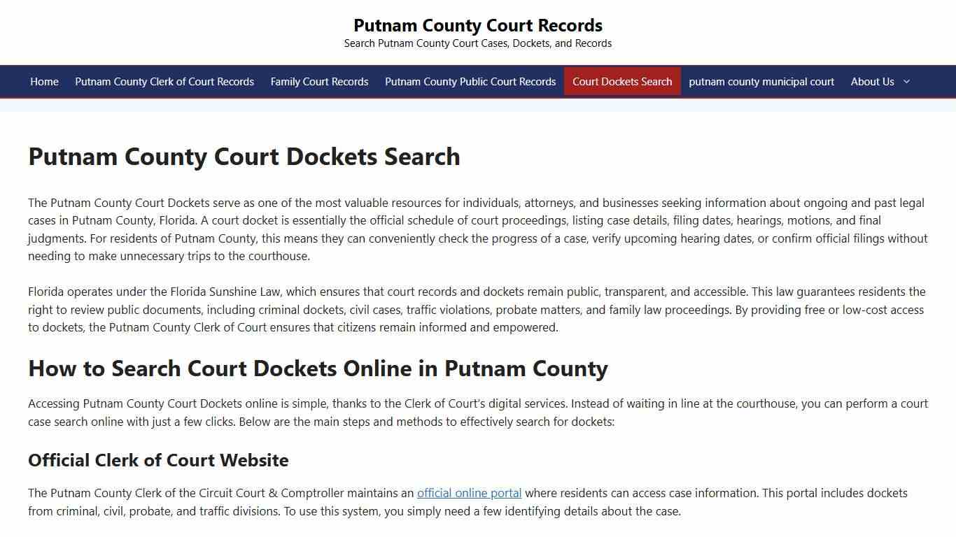 Putnam County Court Dockets Search