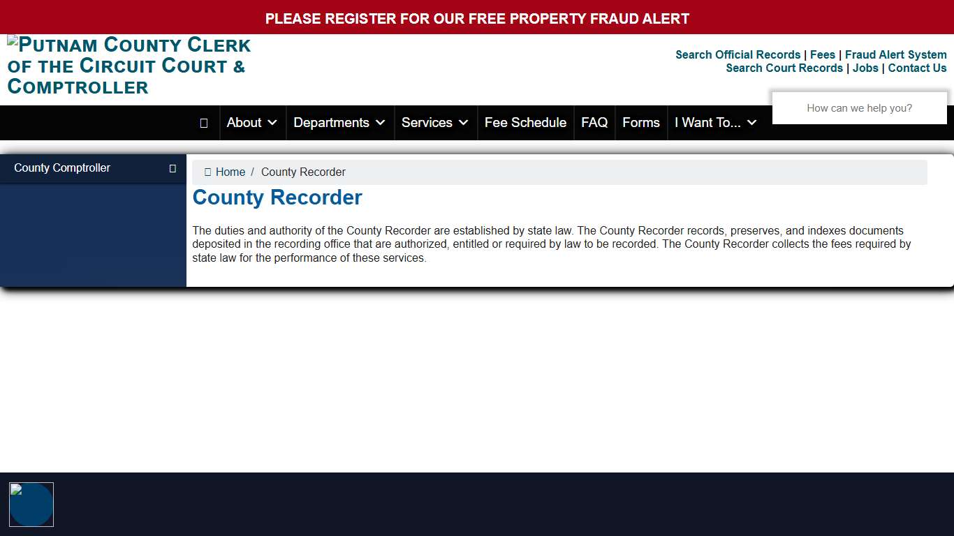 County Recorder – Putnam County Clerk of the Circuit Court & Comptroller